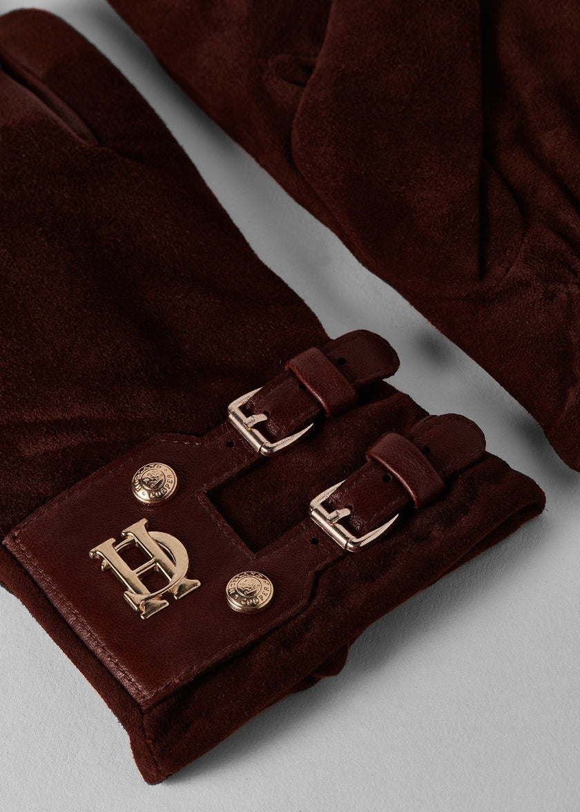 Monogram Suede Gloves (Chocolate)