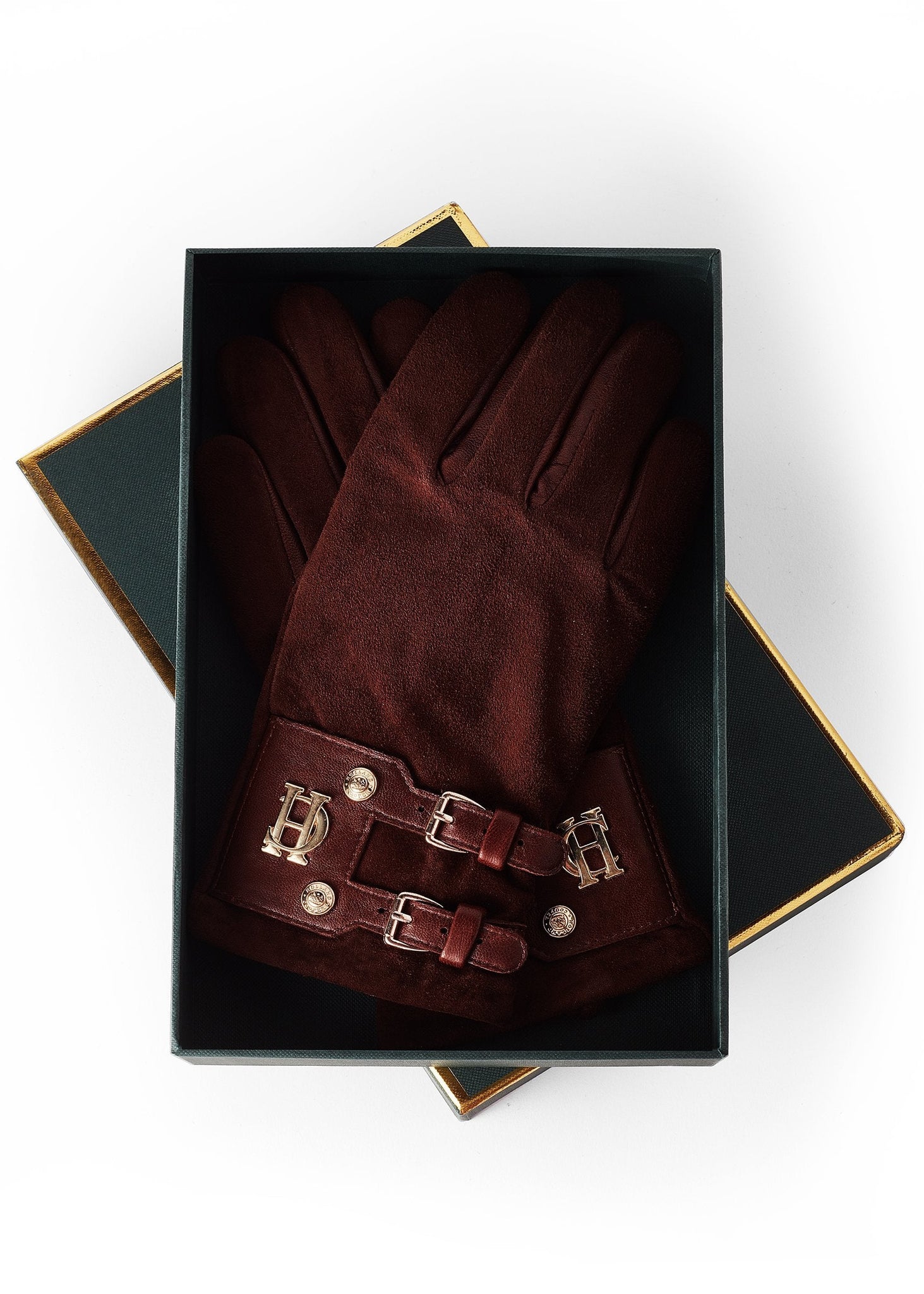 Monogram Suede Gloves (Chocolate)