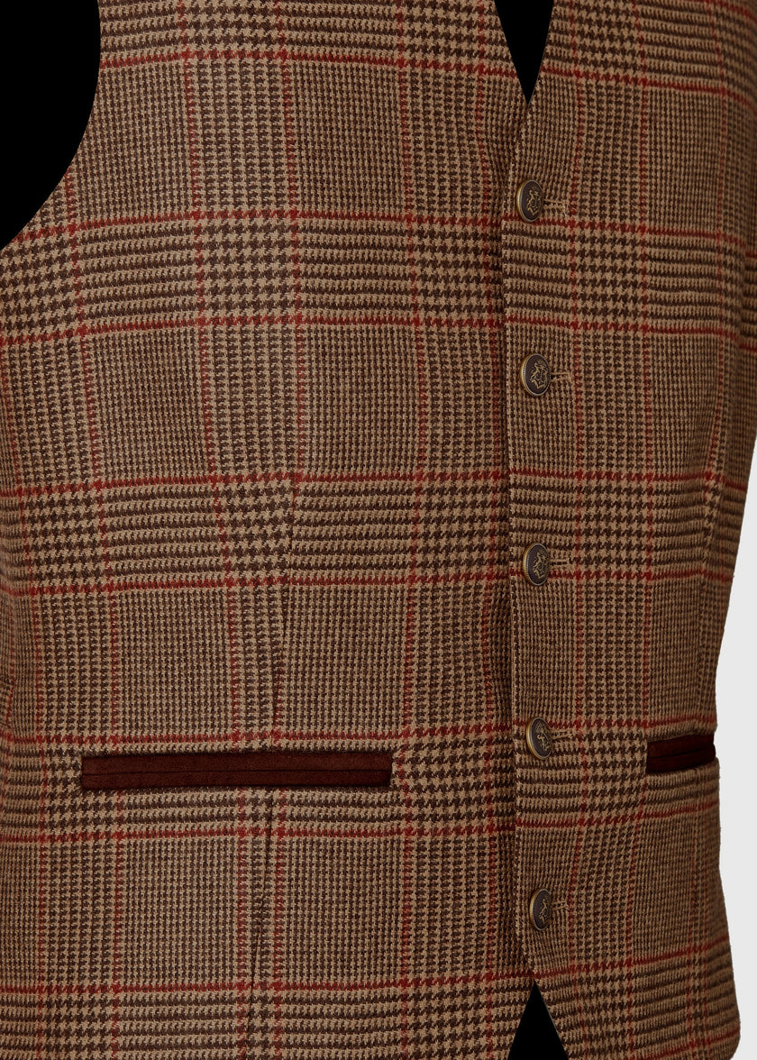 St James Waistcoat (Clarence Check Merlot)