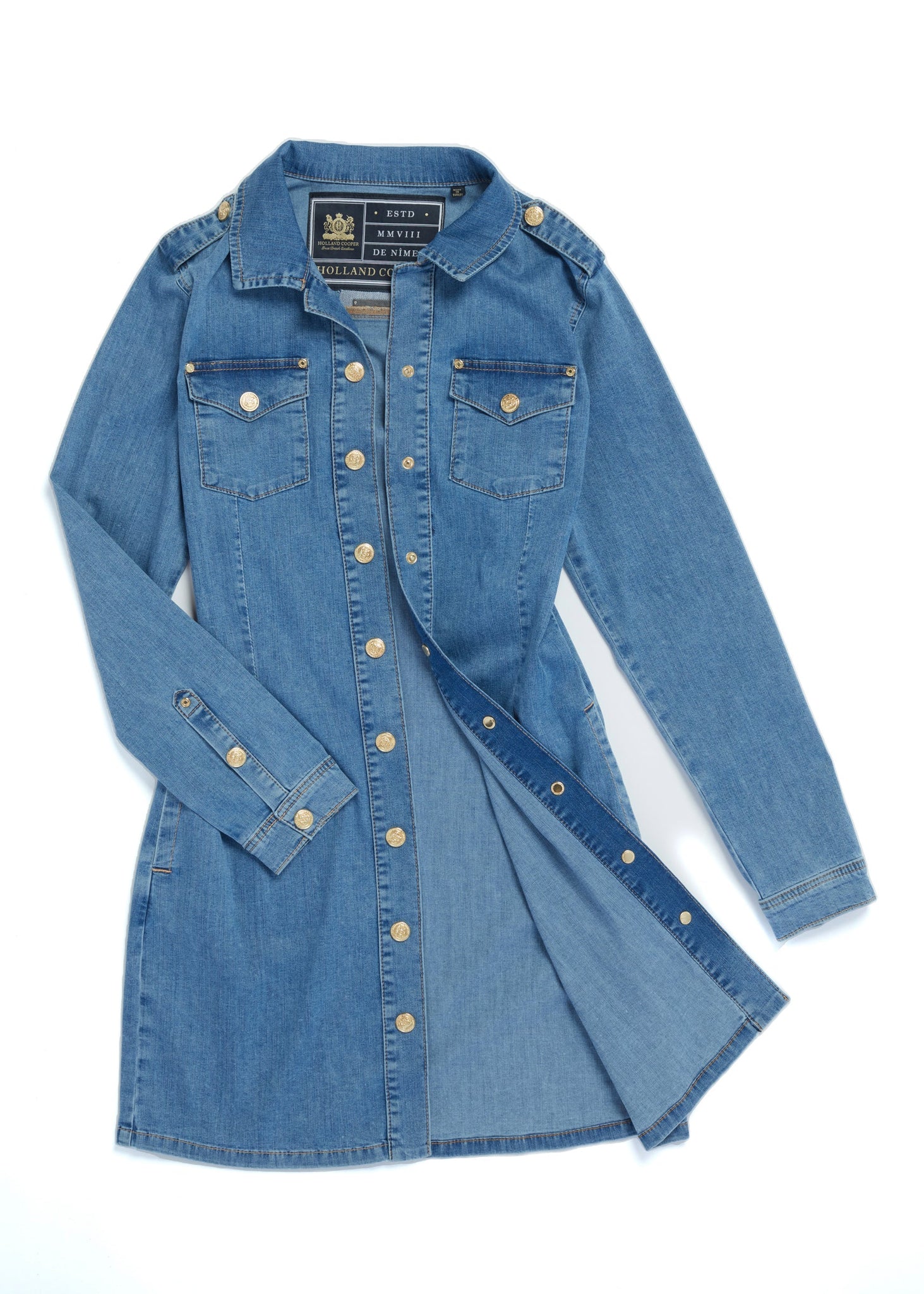 Denim Shirt Dress (Light Indigo Wash)