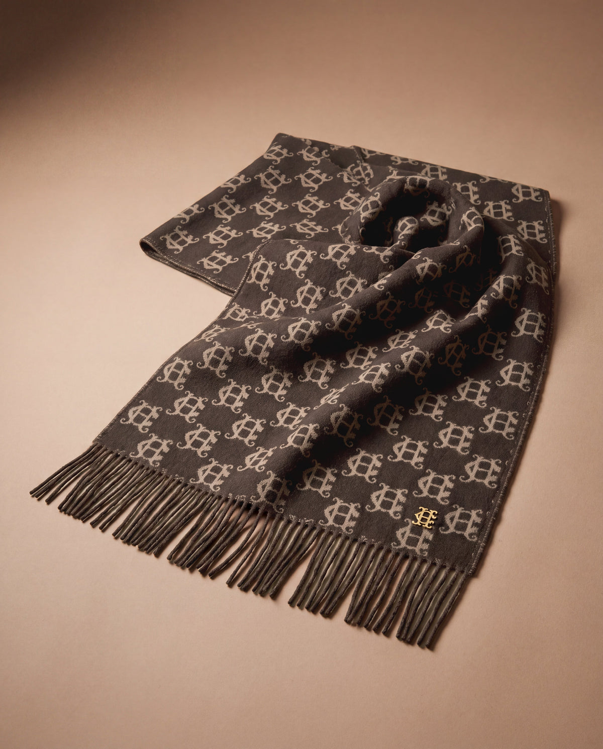 Heraldic Monogram Scarf (Chocolate Monogram)
