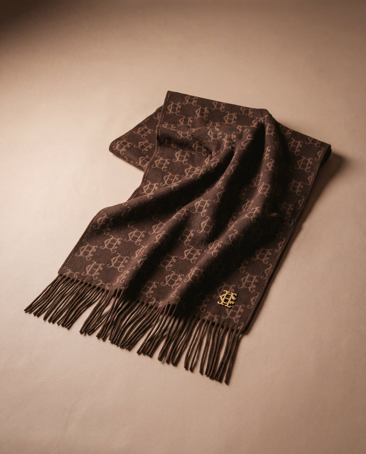 Heraldic Monogram Scarf (Hazelnut Monogram)