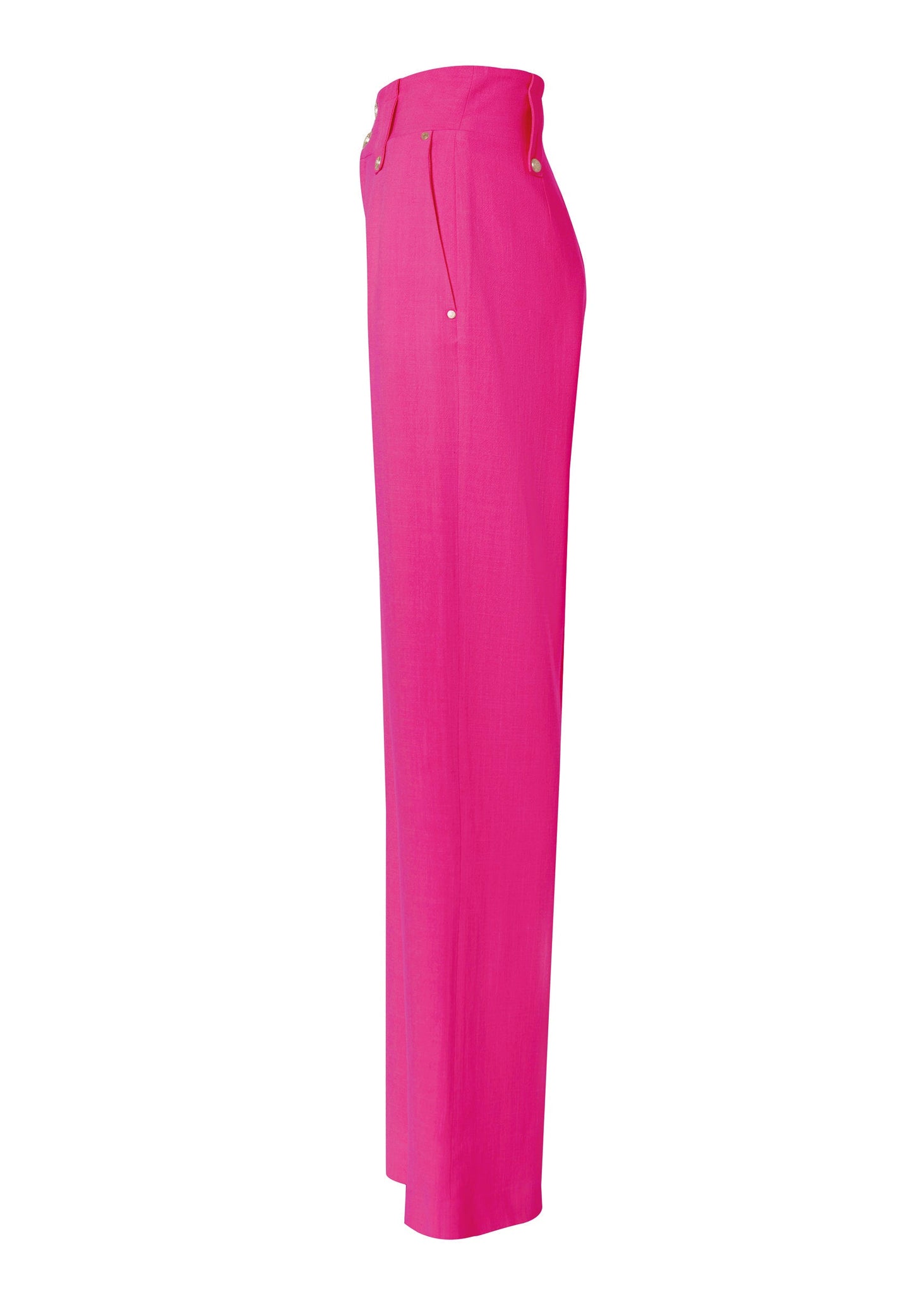 High Waisted Straight Trouser (Hot Pink Linen)