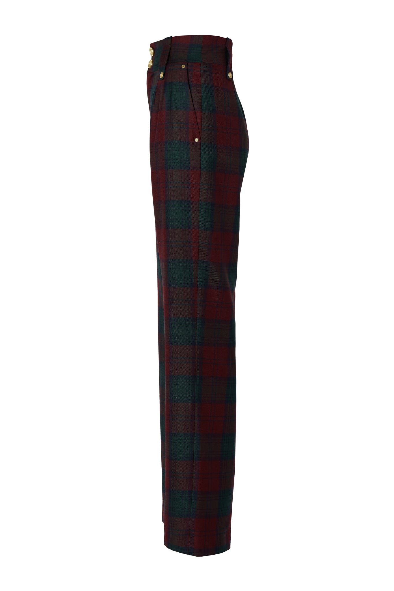 High Waisted Straight Trouser (Mulberry Tartan)