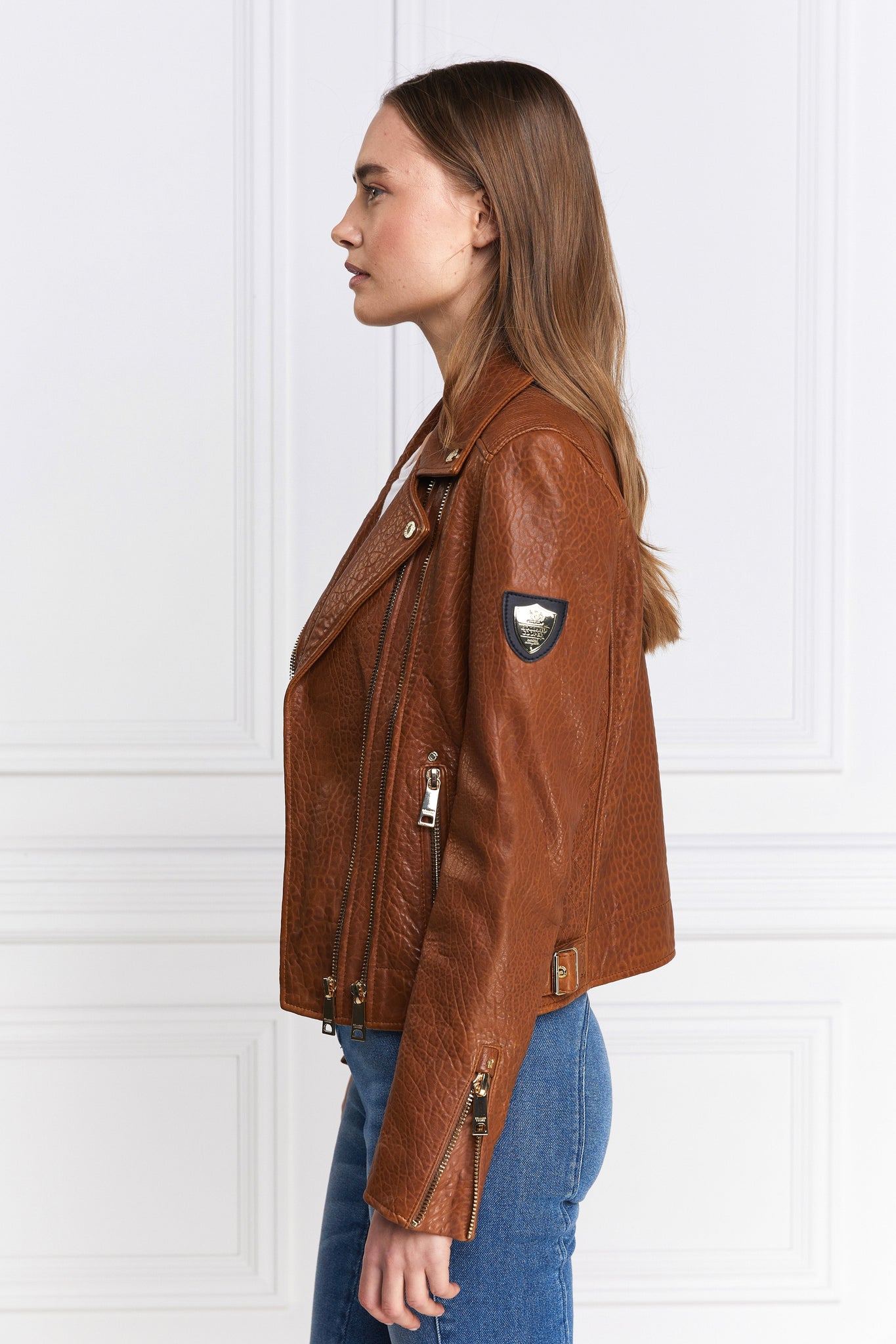 Leather Biker Jacket (Tan)