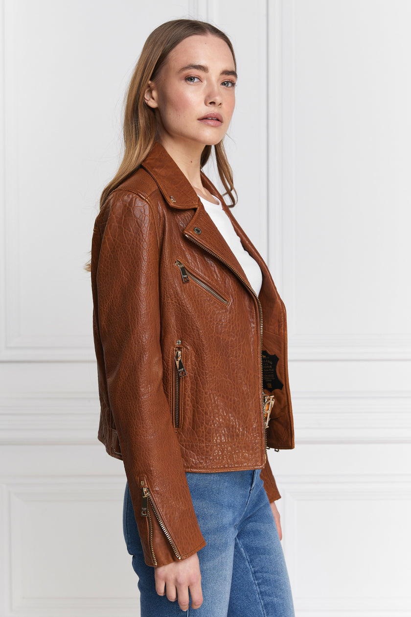 Leather Biker Jacket (Tan)