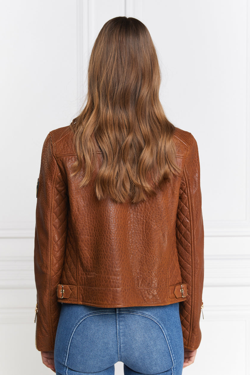 Leather Biker Jacket (Tan)