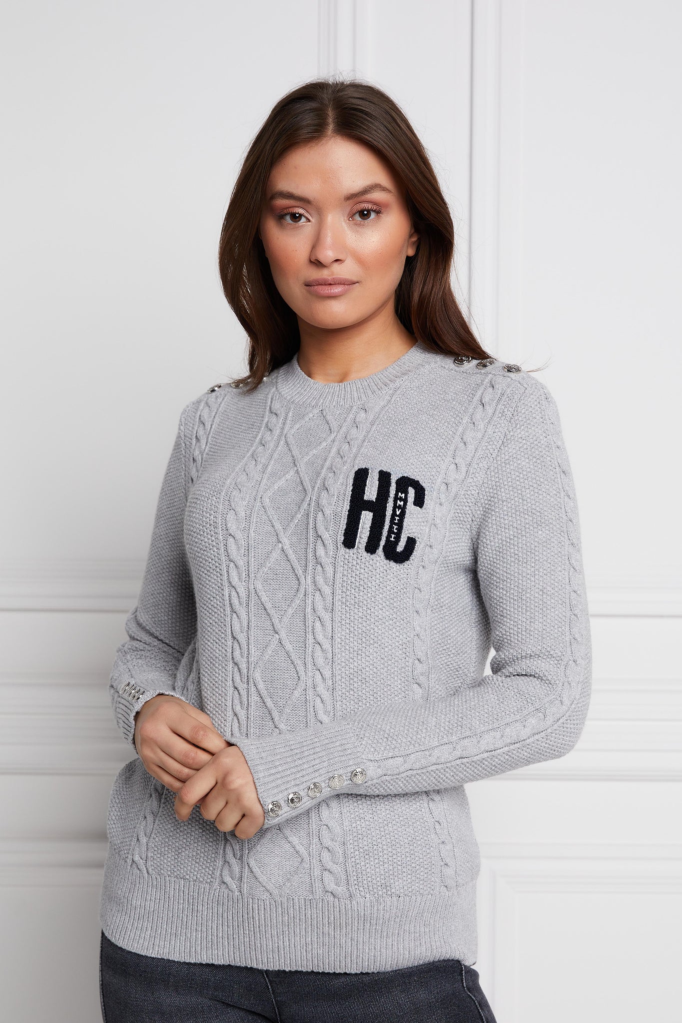 Varsity Cable Knit (Mid Grey Marl)