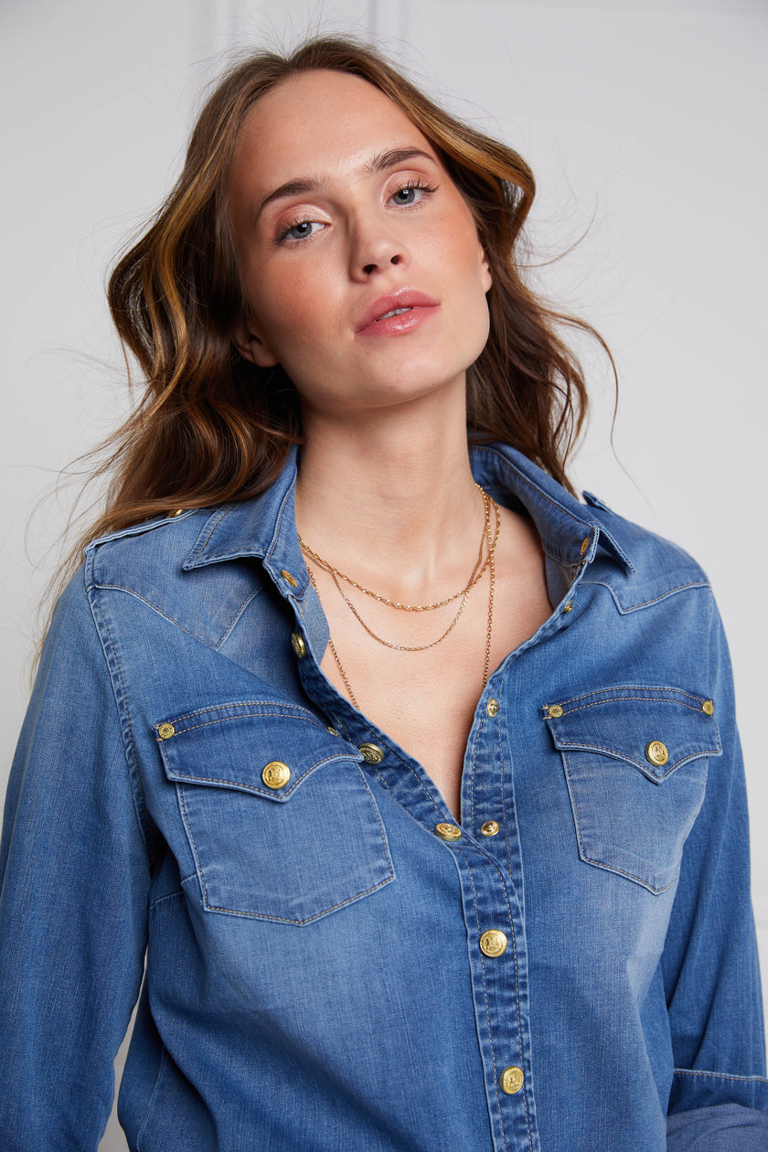 Western Denim Shirt (Indigo)