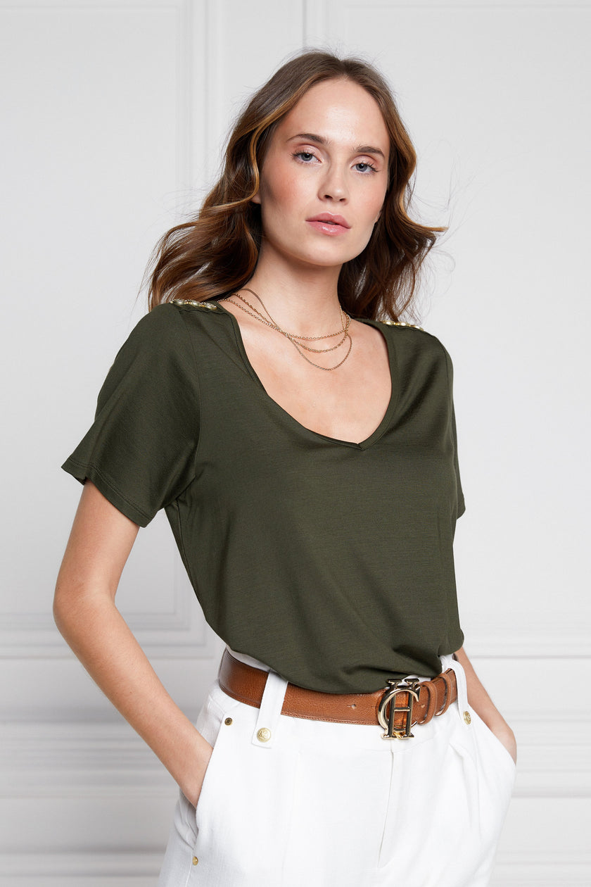 Relax Fit V-Neck Tee (Khaki)