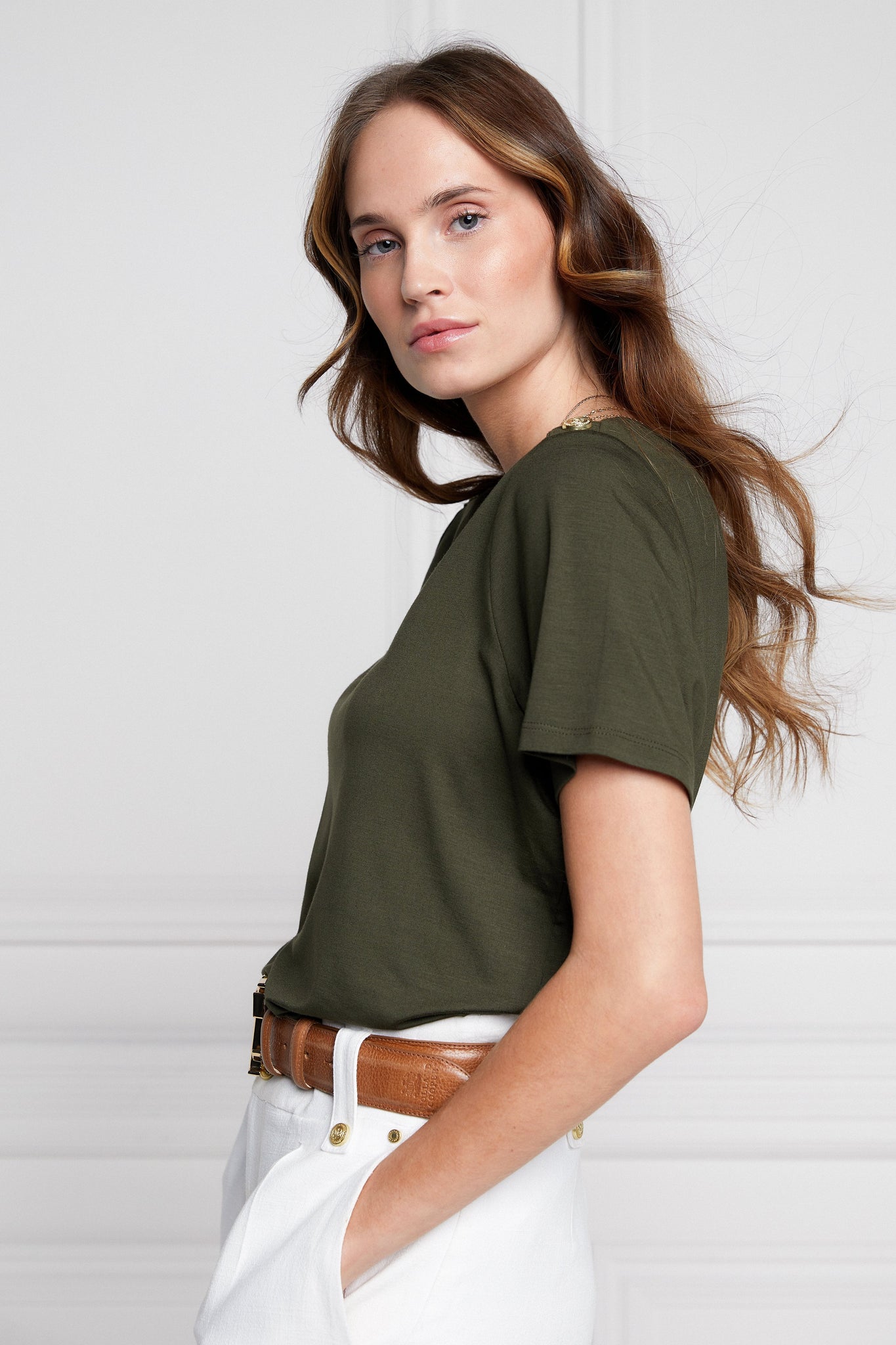 Relax Fit V-Neck Tee (Khaki)