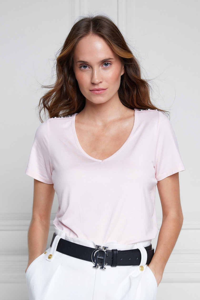 Relax Fit V-Neck Tee (Ice Pink Marl)