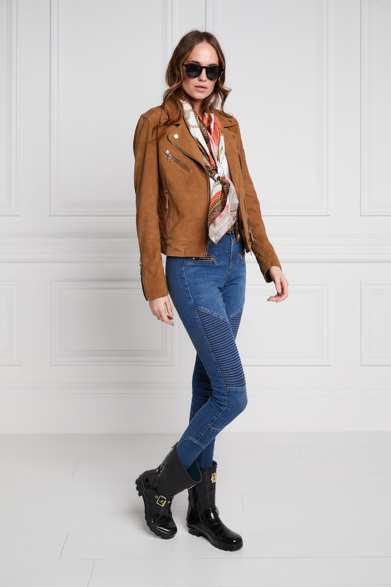 Suede Biker Jacket (Camel)