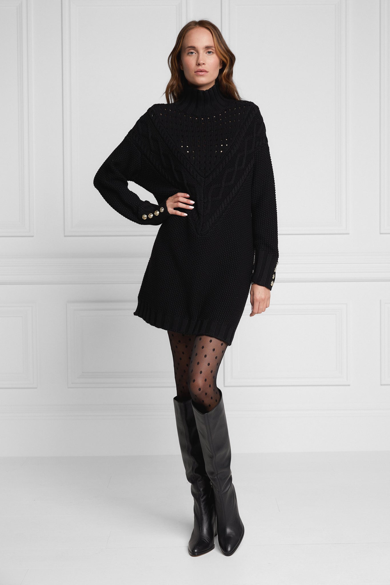 Cable Knit Dress (Black)