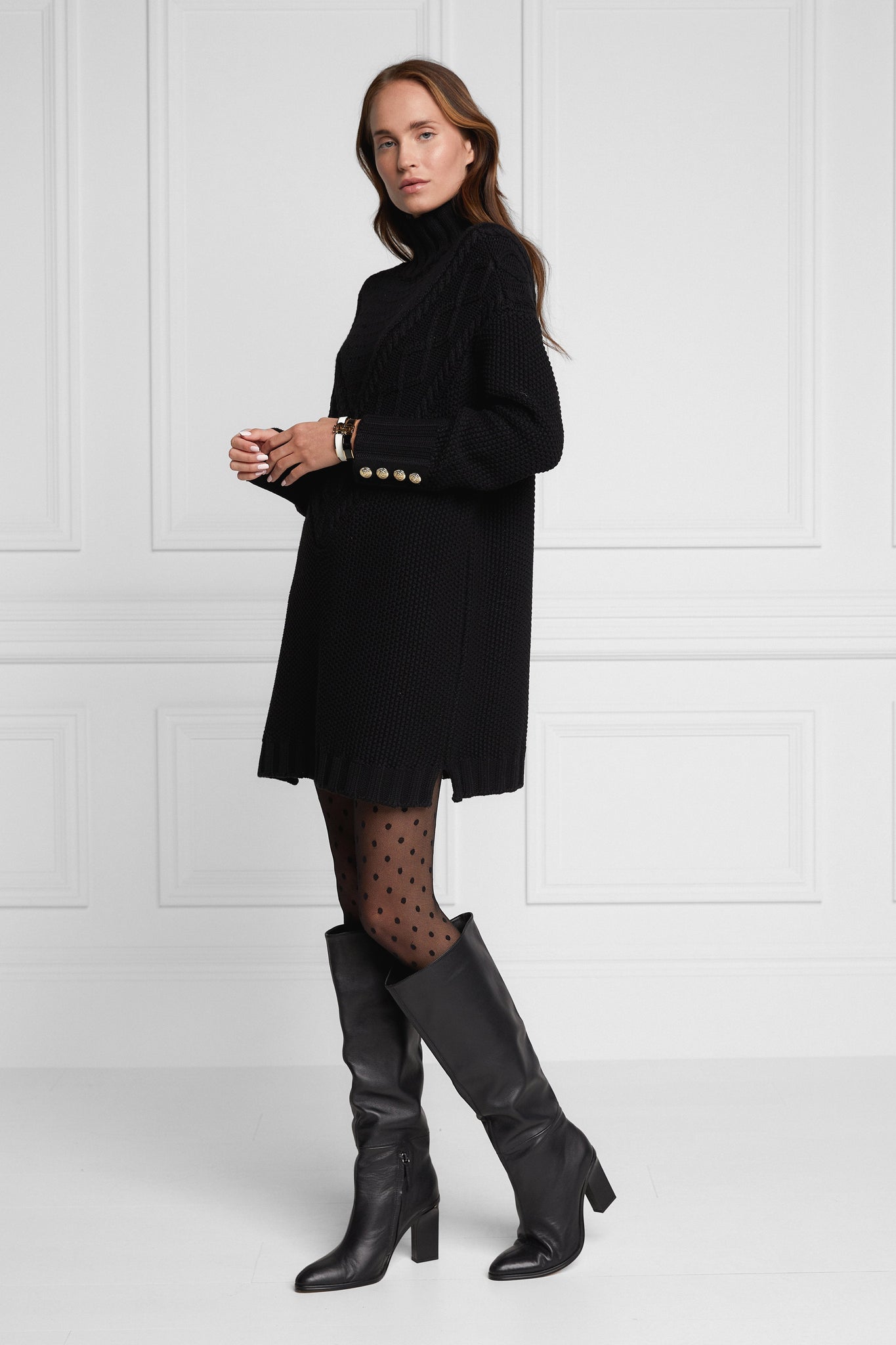 Cable Knit Dress (Black)