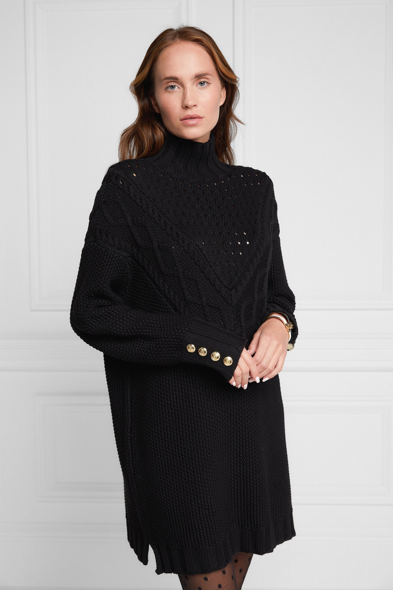 Cable Knit Dress (Black)