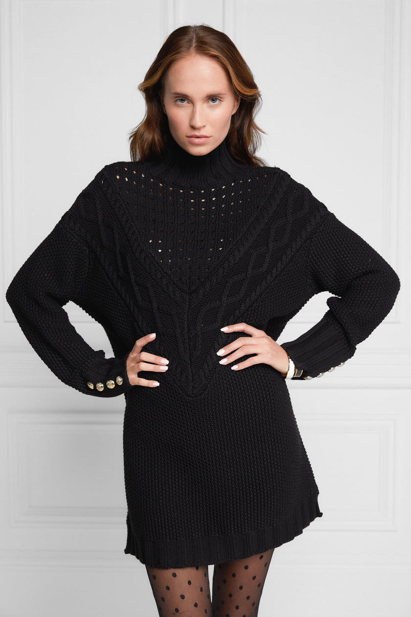 Cable Knit Dress (Black)