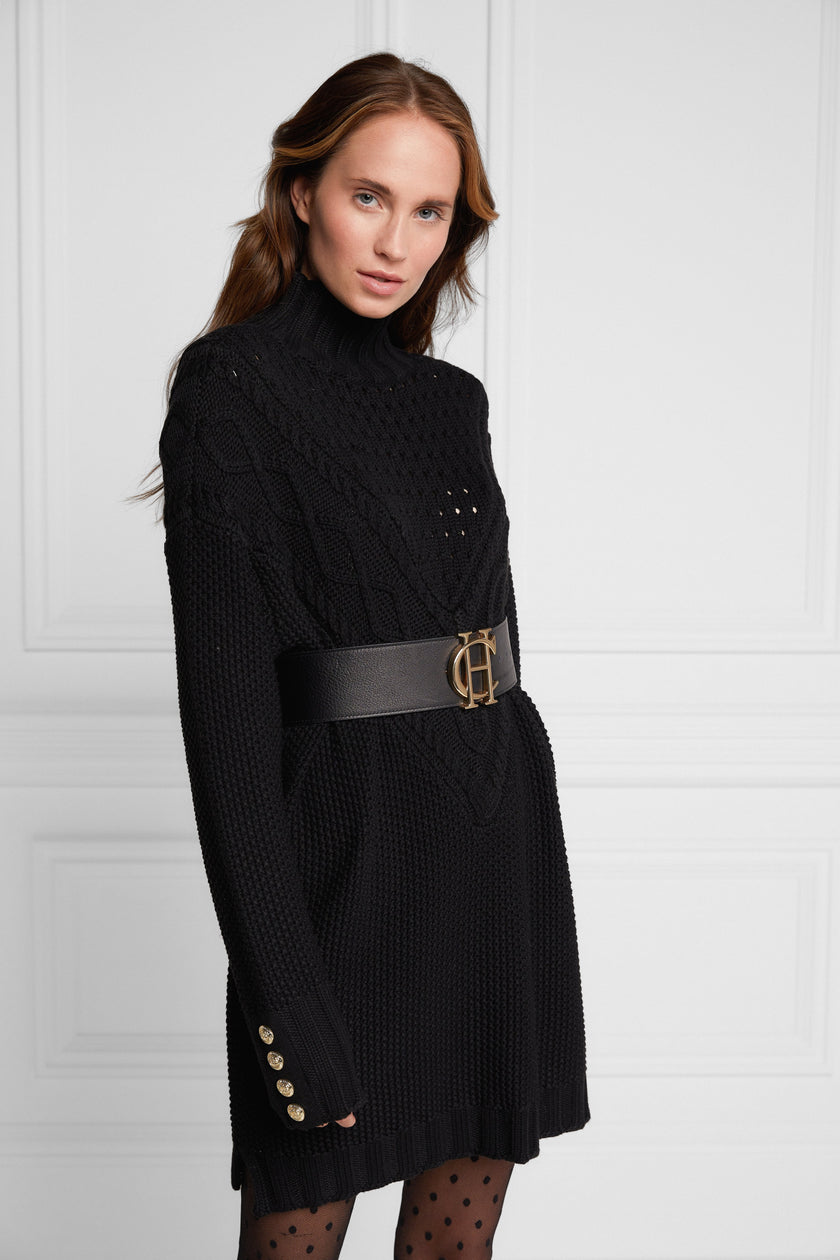 Cable Knit Dress (Black)