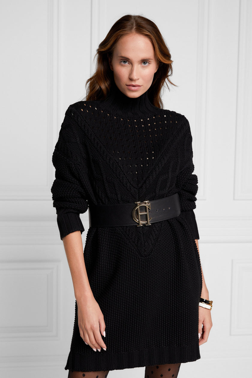 Cable Knit Dress (Black)