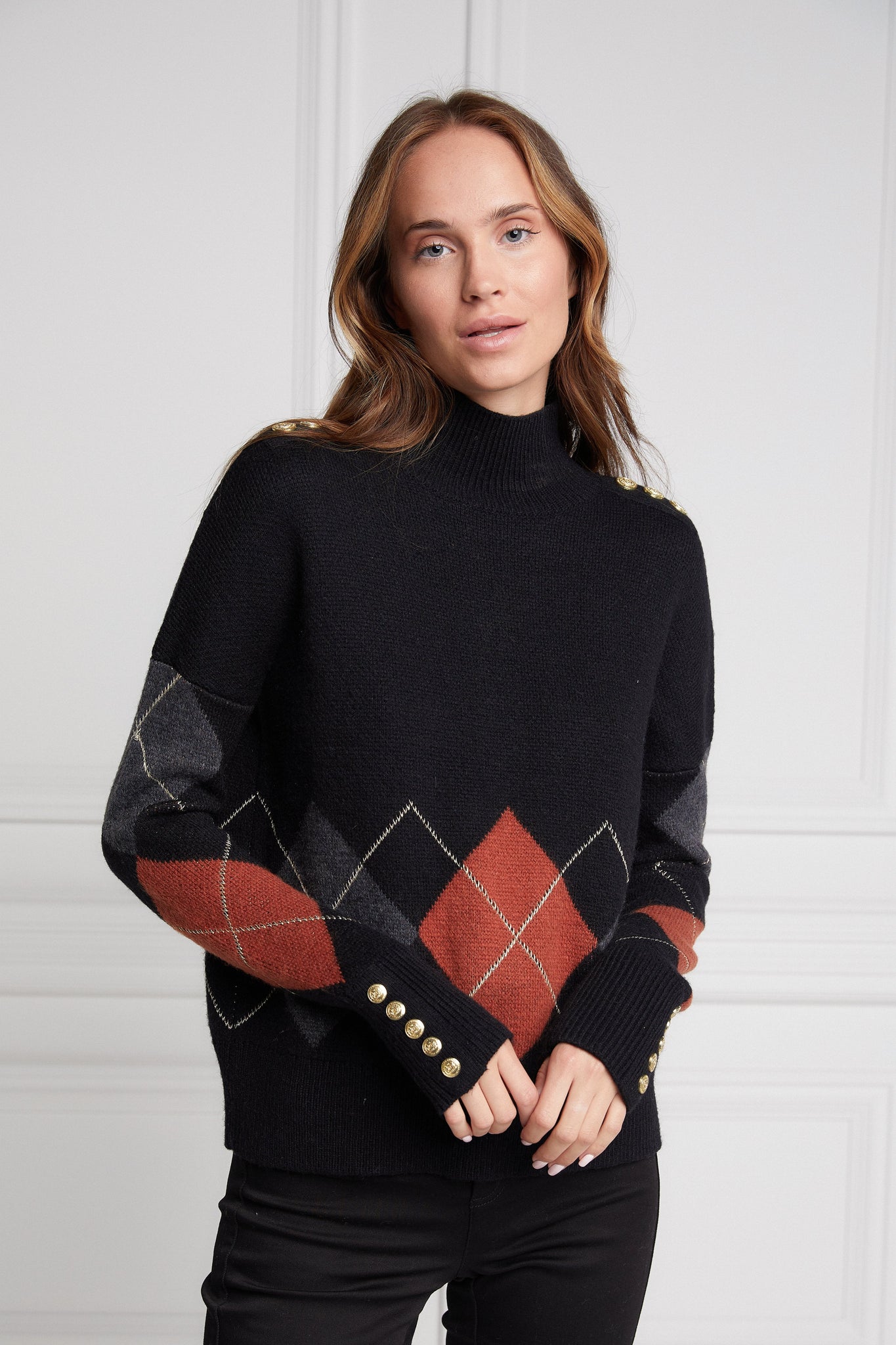 Heritage Argyle Knit Jumper (Black)