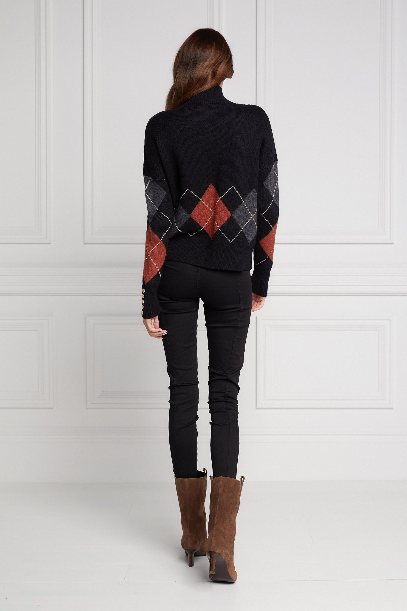 Heritage Argyle Knit Jumper (Black)