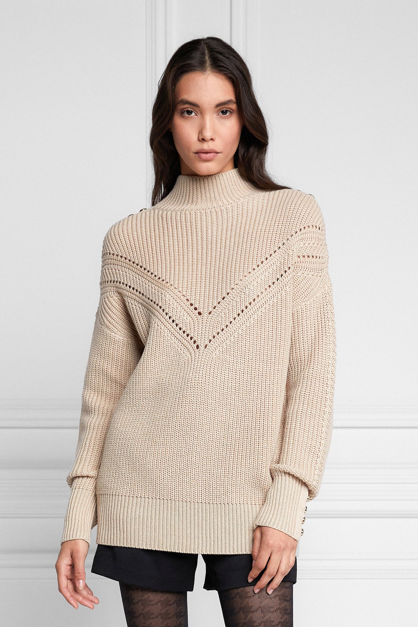 Chunky Pointelle Knit (Oatmeal Marl)