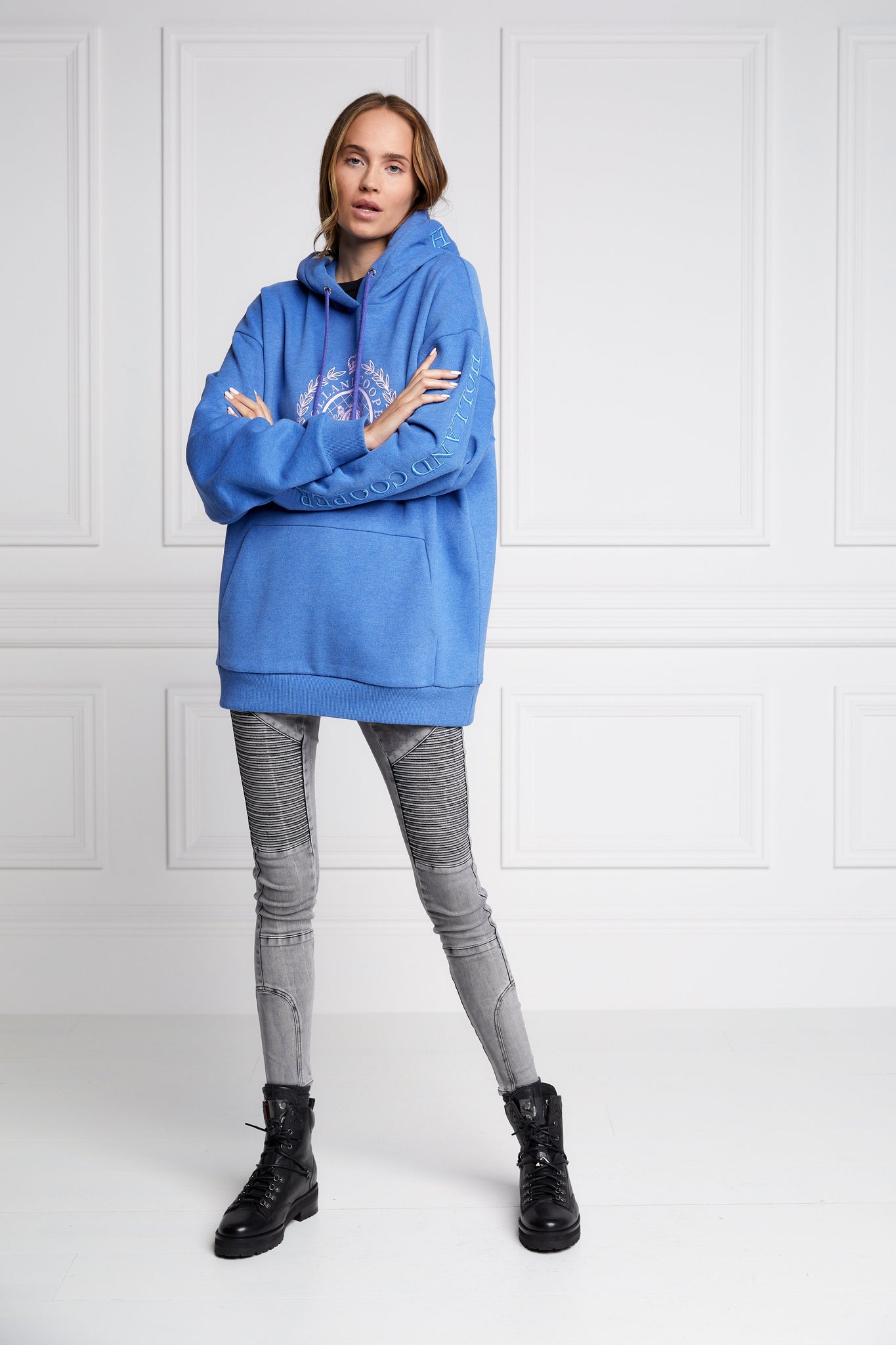 London Crest One Size Hoodie (Deep Cobalt Marl)