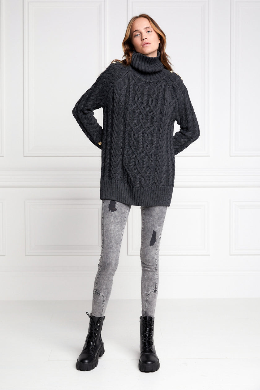 Greenwich Cable Knit (Dark Grey Marl)