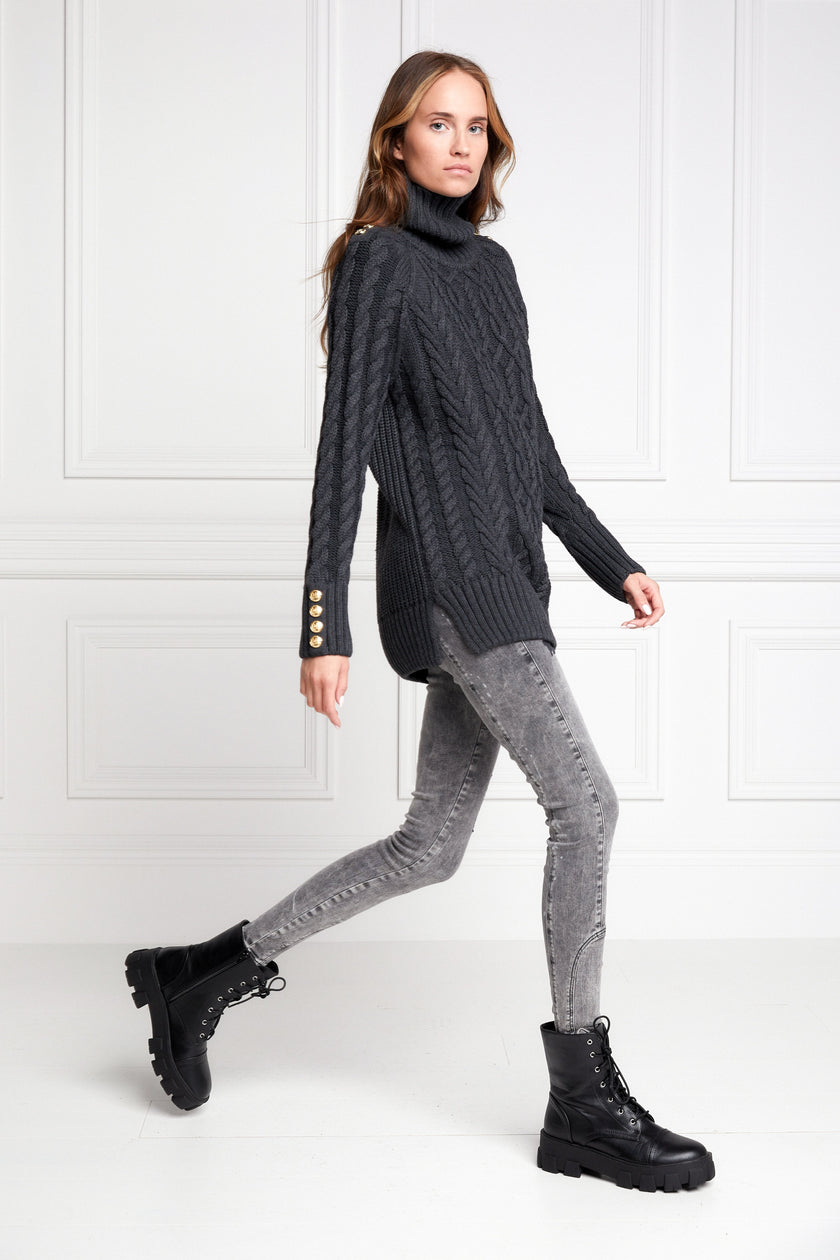 Greenwich Cable Knit (Dark Grey Marl)