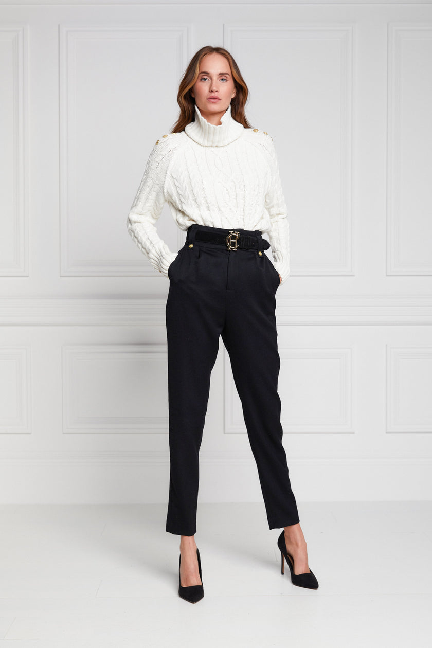 High Waisted Peg Trouser (Black Barathea)