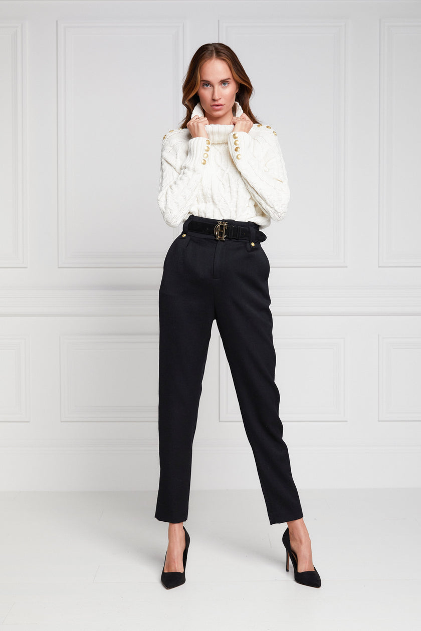 High Waisted Peg Trouser (Black Barathea)