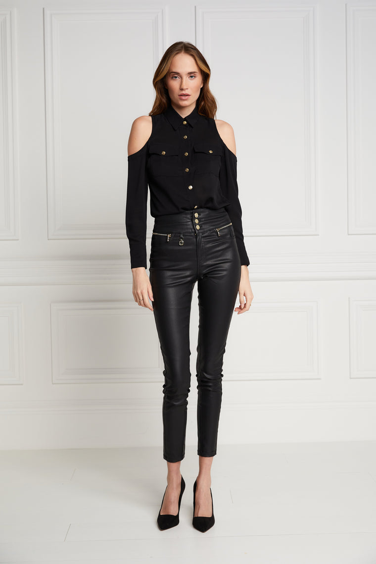 Skinny Leather Look Trousers (Black)