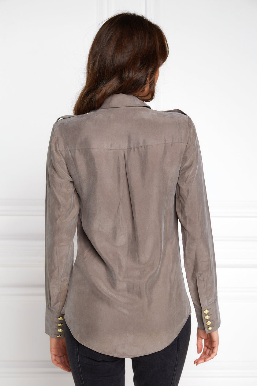 Luxury Cupro Shirt (Misty Khaki)