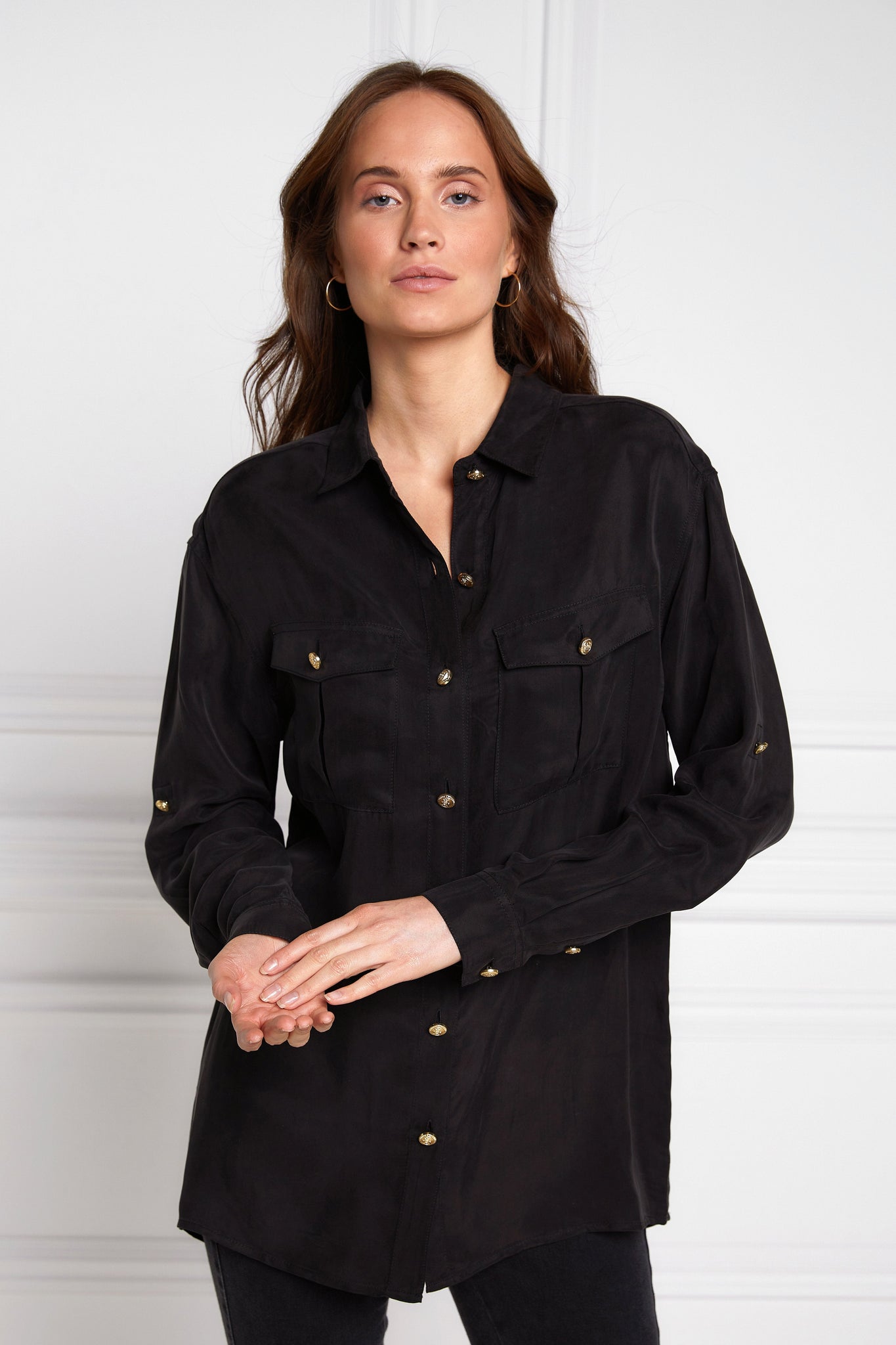 Relaxed Fit Military Shirt (Black)