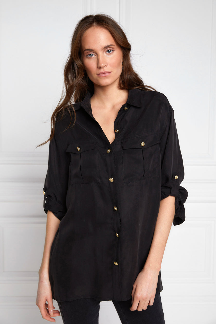 Relaxed Fit Military Shirt (Black)