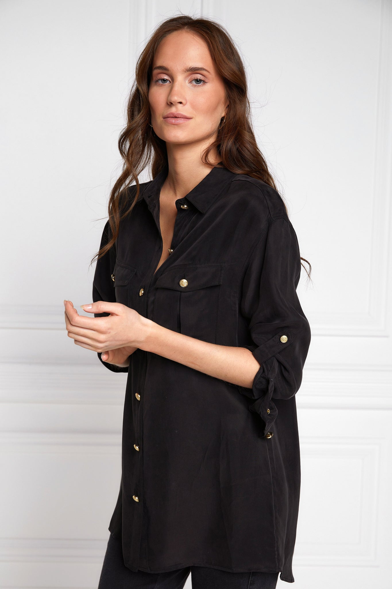 Relaxed Fit Military Shirt (Black)