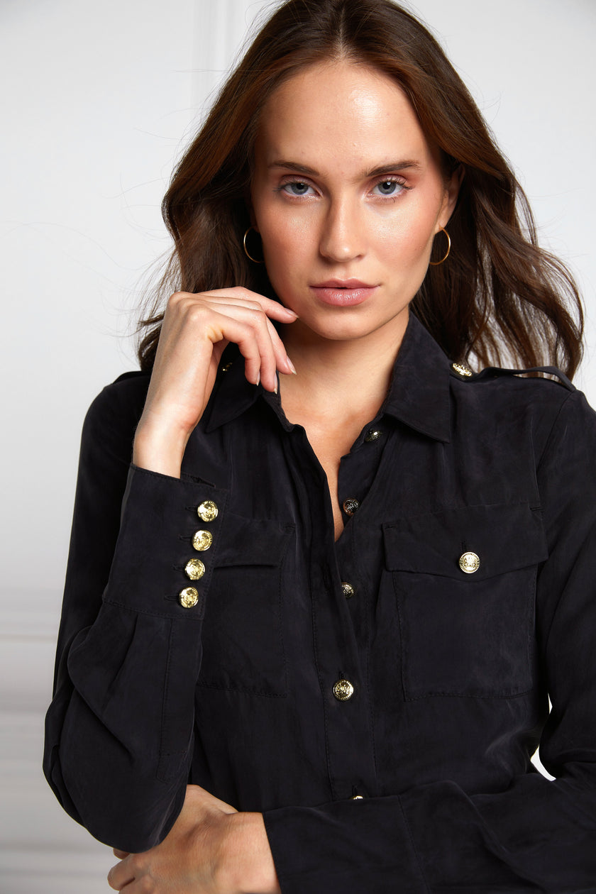 Luxury Cupro Shirt (Black)