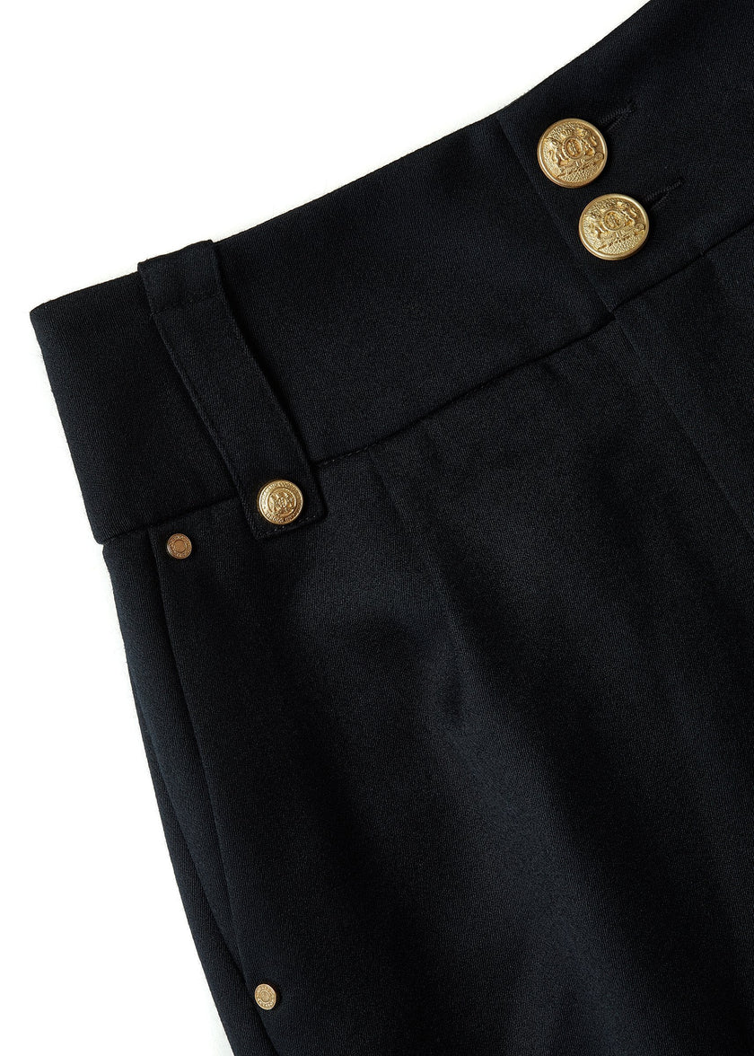 High Waisted Peg Trouser (Black Barathea)