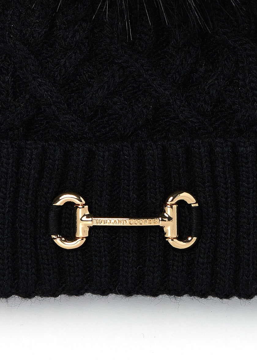 Horsebit Bobble Hat (Black)