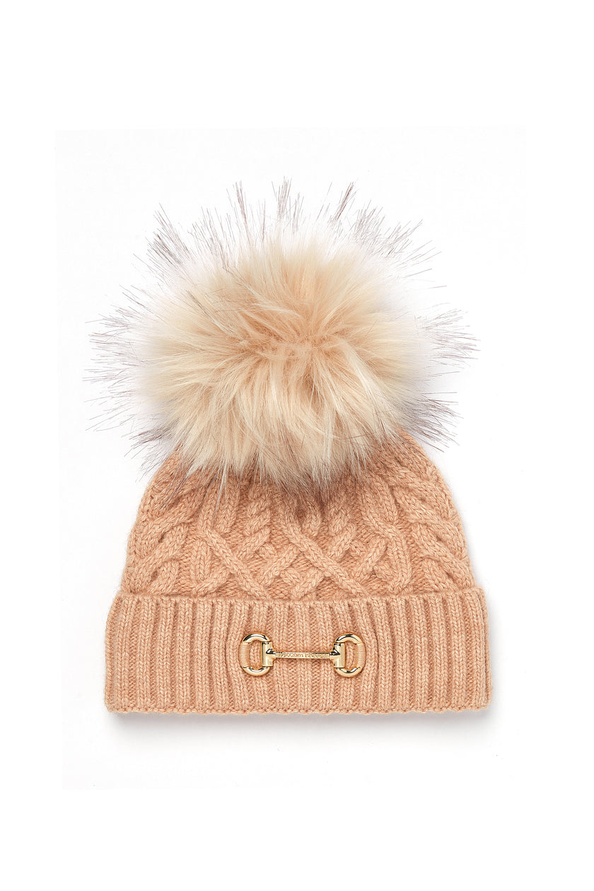 Horsebit Bobble Hat (Camel)