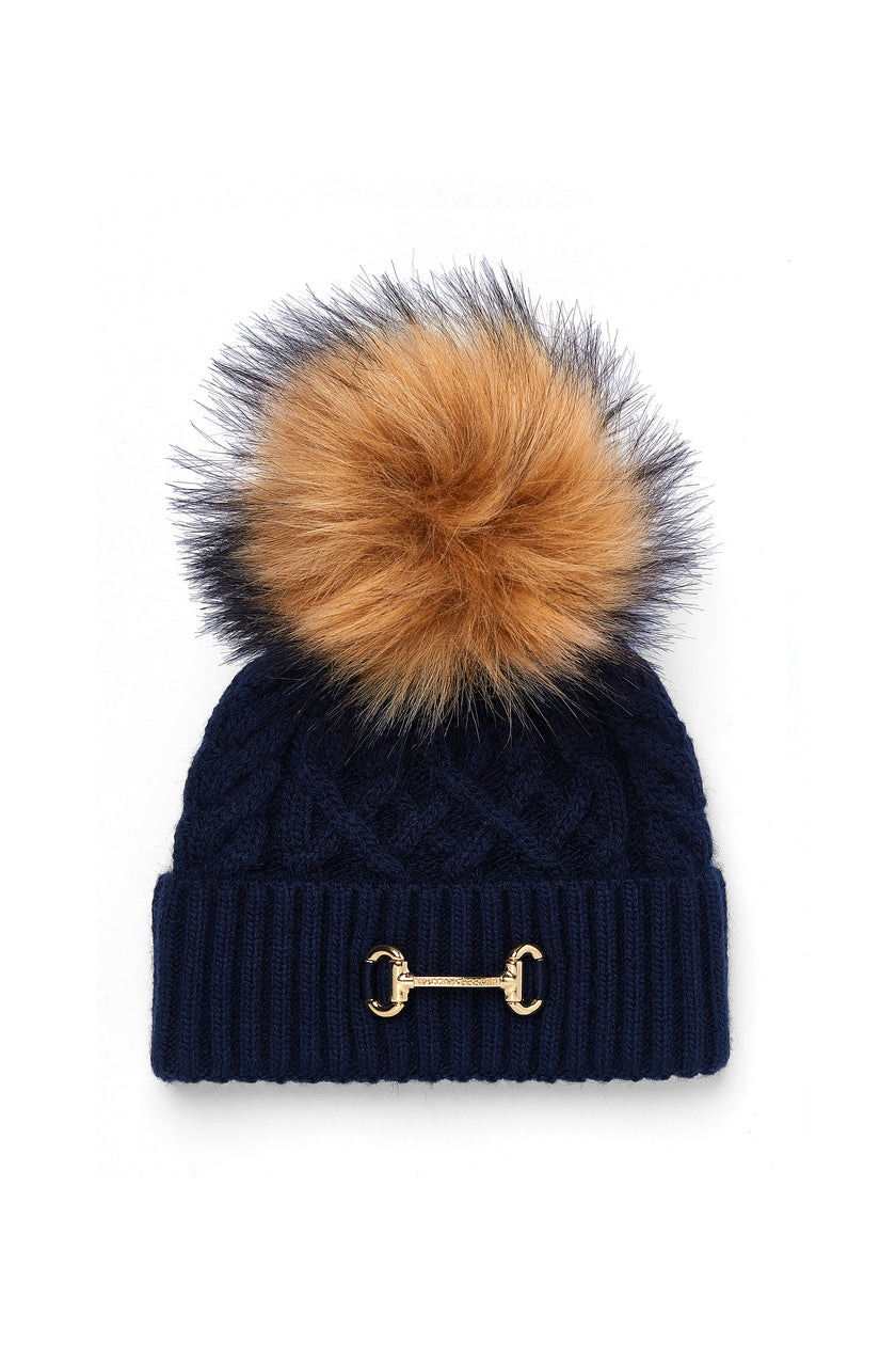 Horsebit Bobble Hat (Ink Navy)