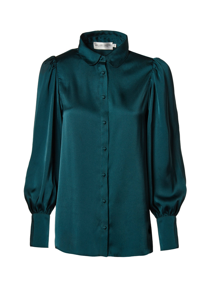 Isla Satin Shirt (Emerald)