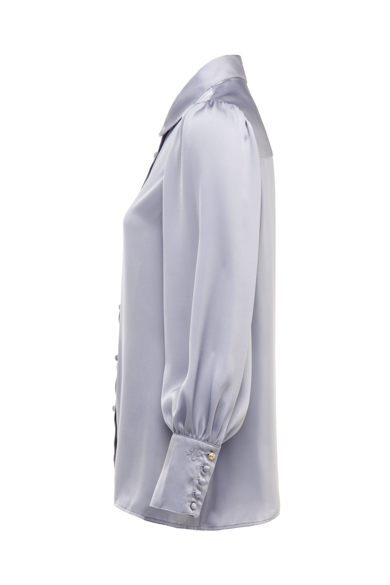 Isla Satin Shirt (Silver Grey)