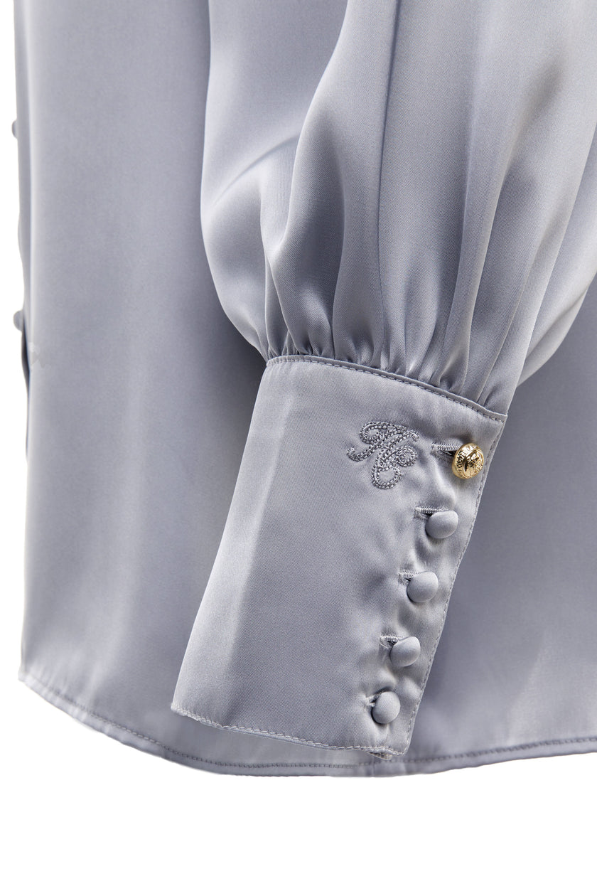 Isla Satin Shirt (Silver Grey)