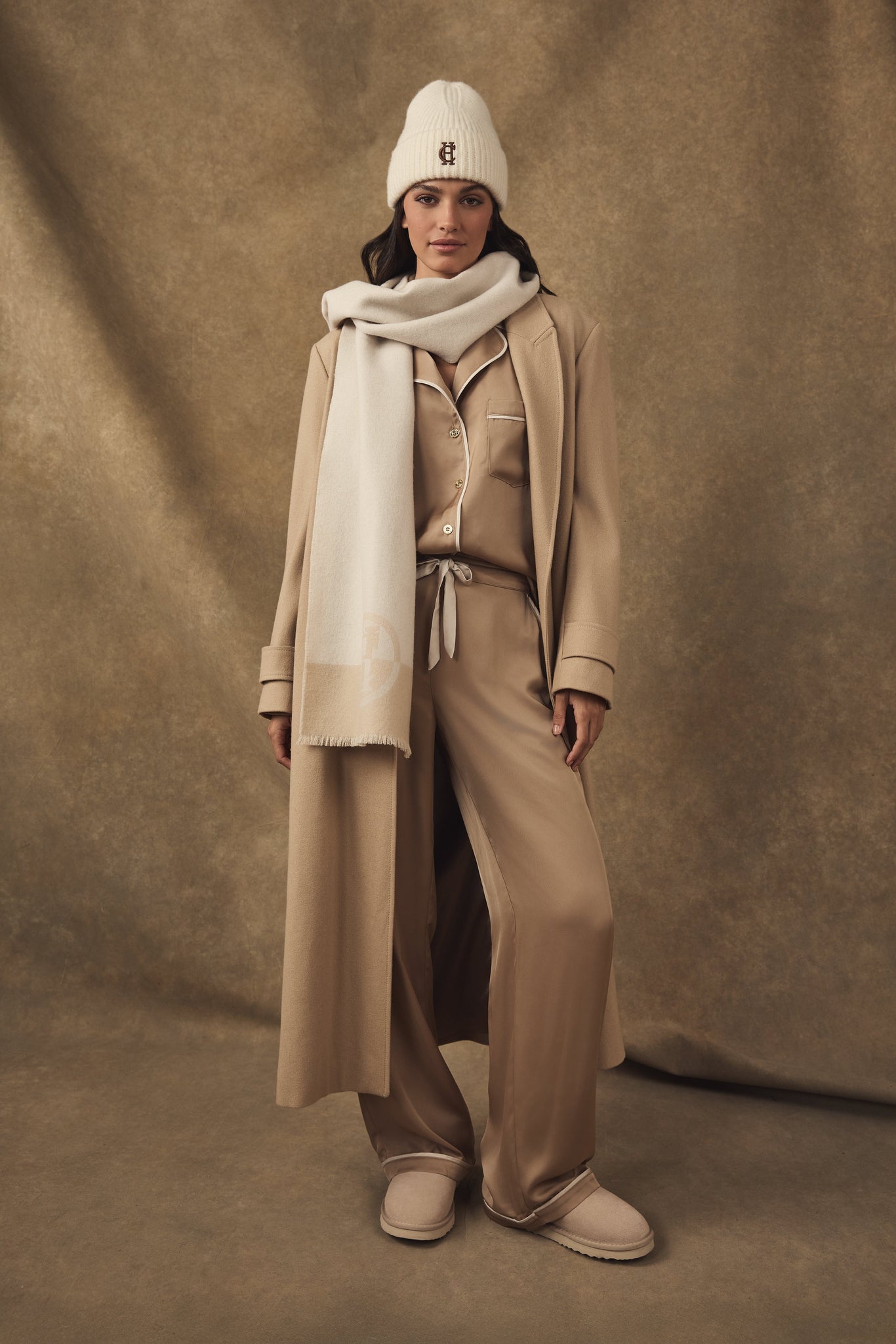 Jacquard Scarf (Camel Black)