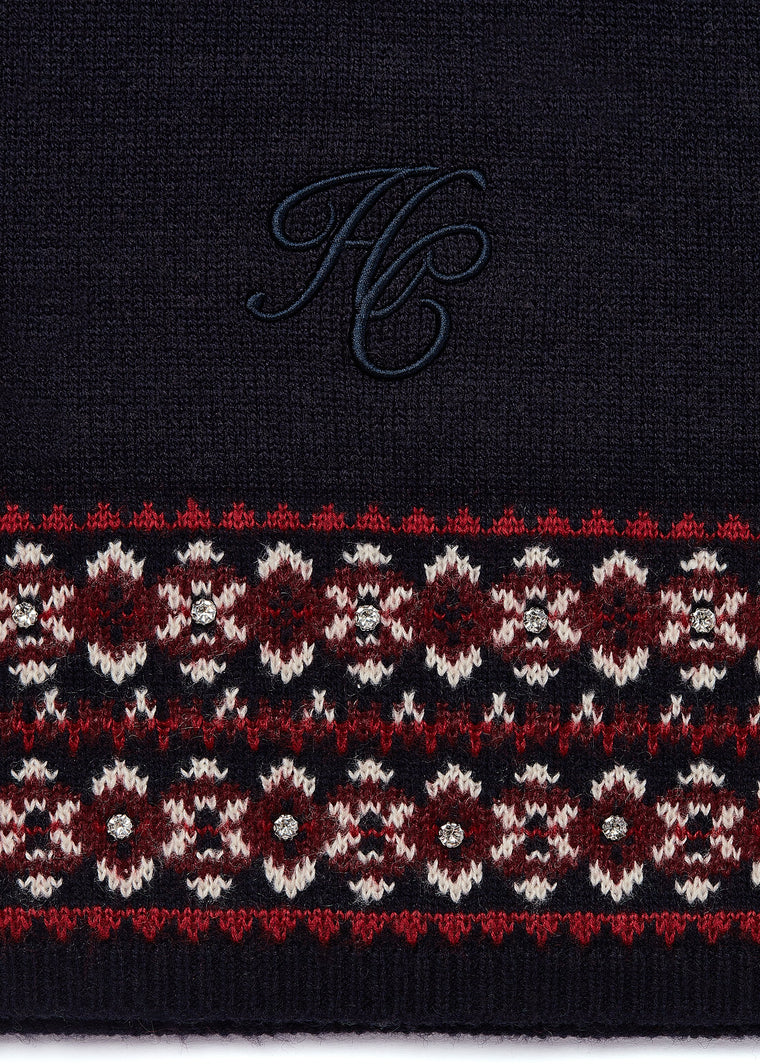 Jennifer Fairisle Scarf (Ink Navy)