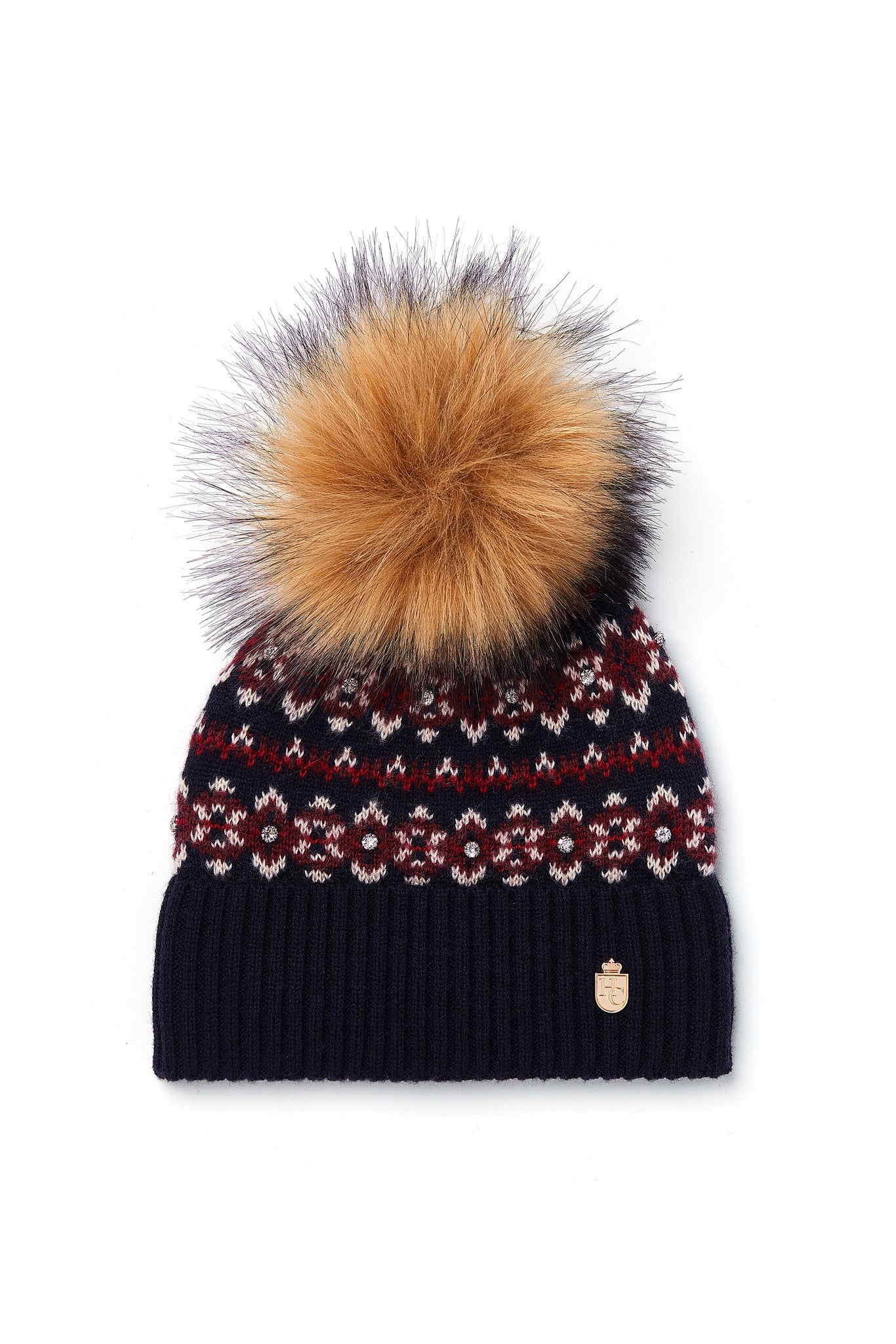 Jennifer Fairisle Bobble Hat (Ink Navy)