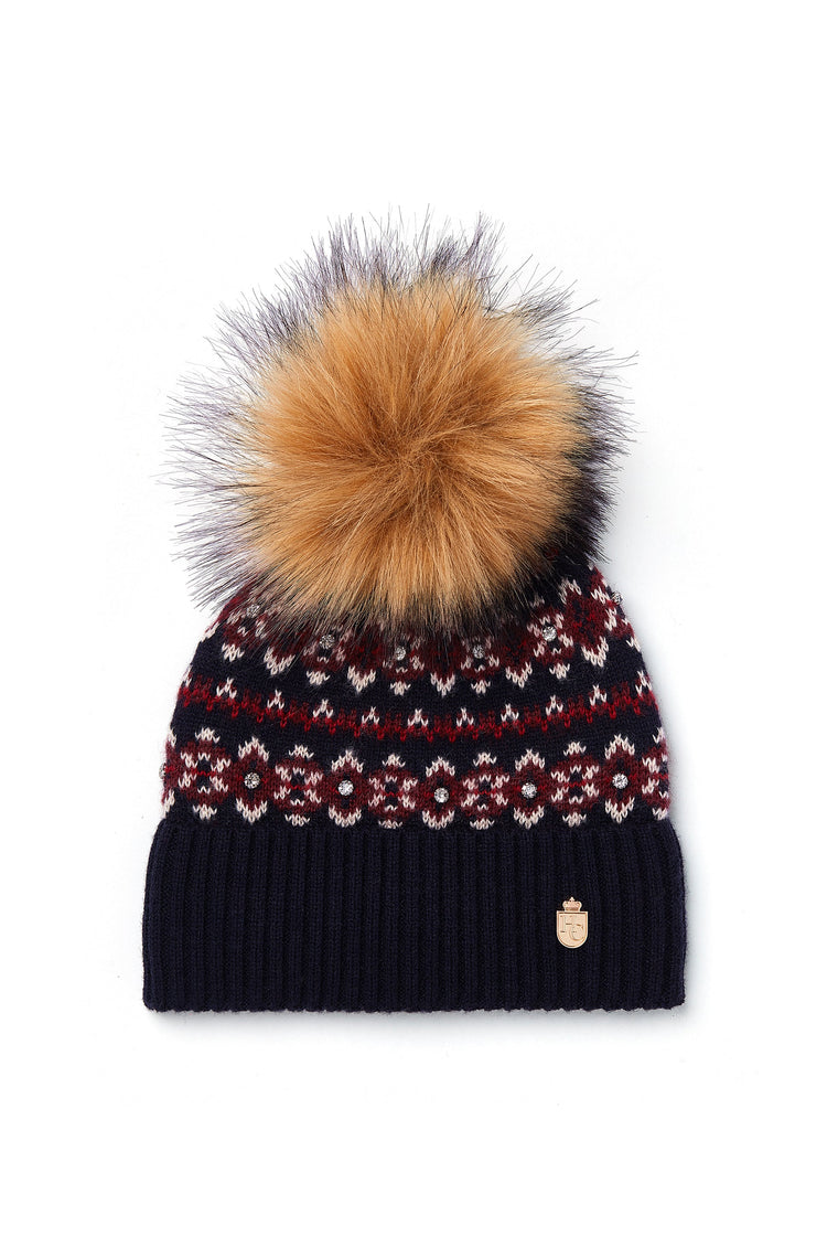 Jennifer Fairisle Bobble Hat & Scarf Set (Ink Navy)