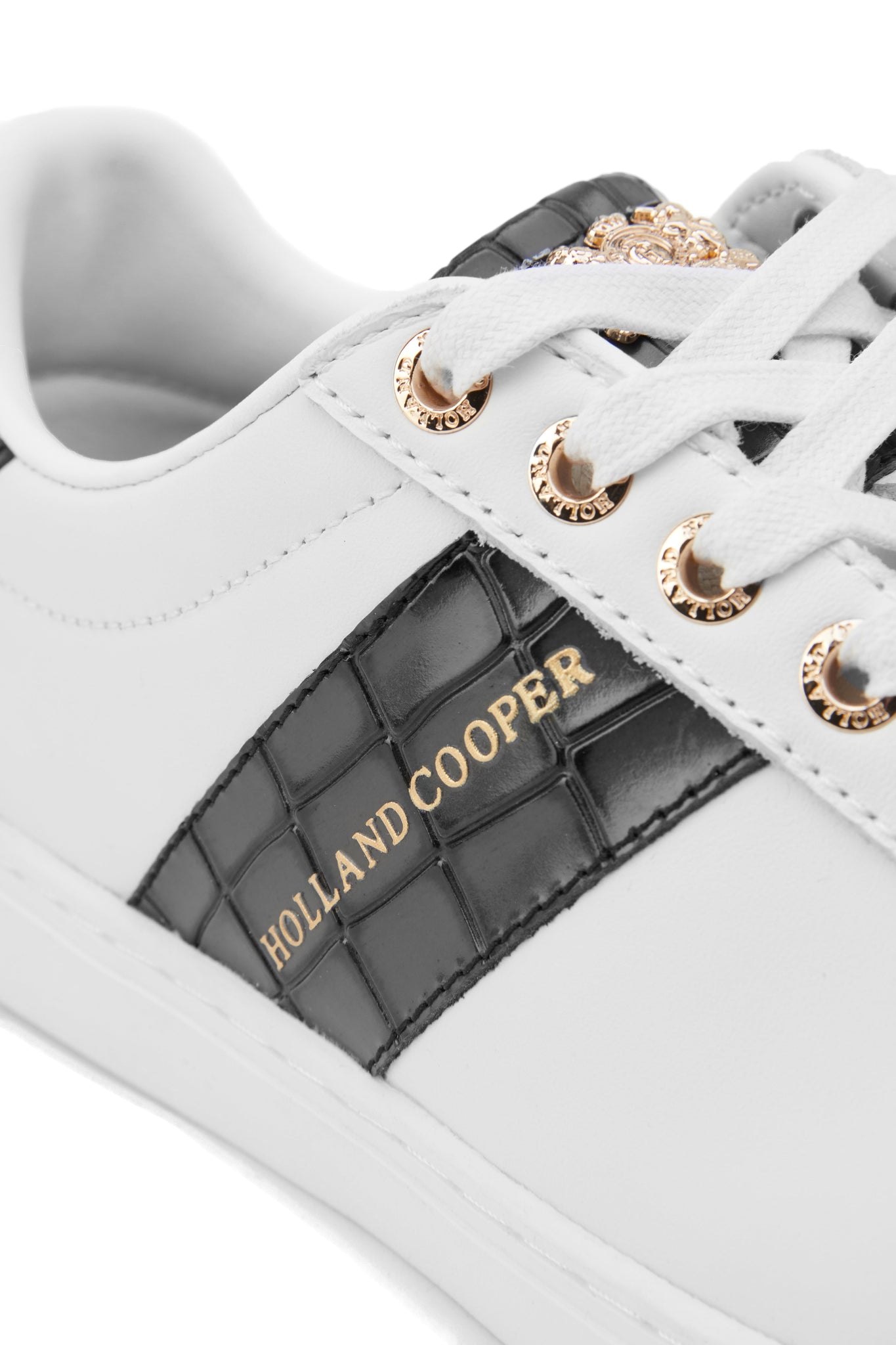 Knightsbridge Court Trainer (Black Croc)