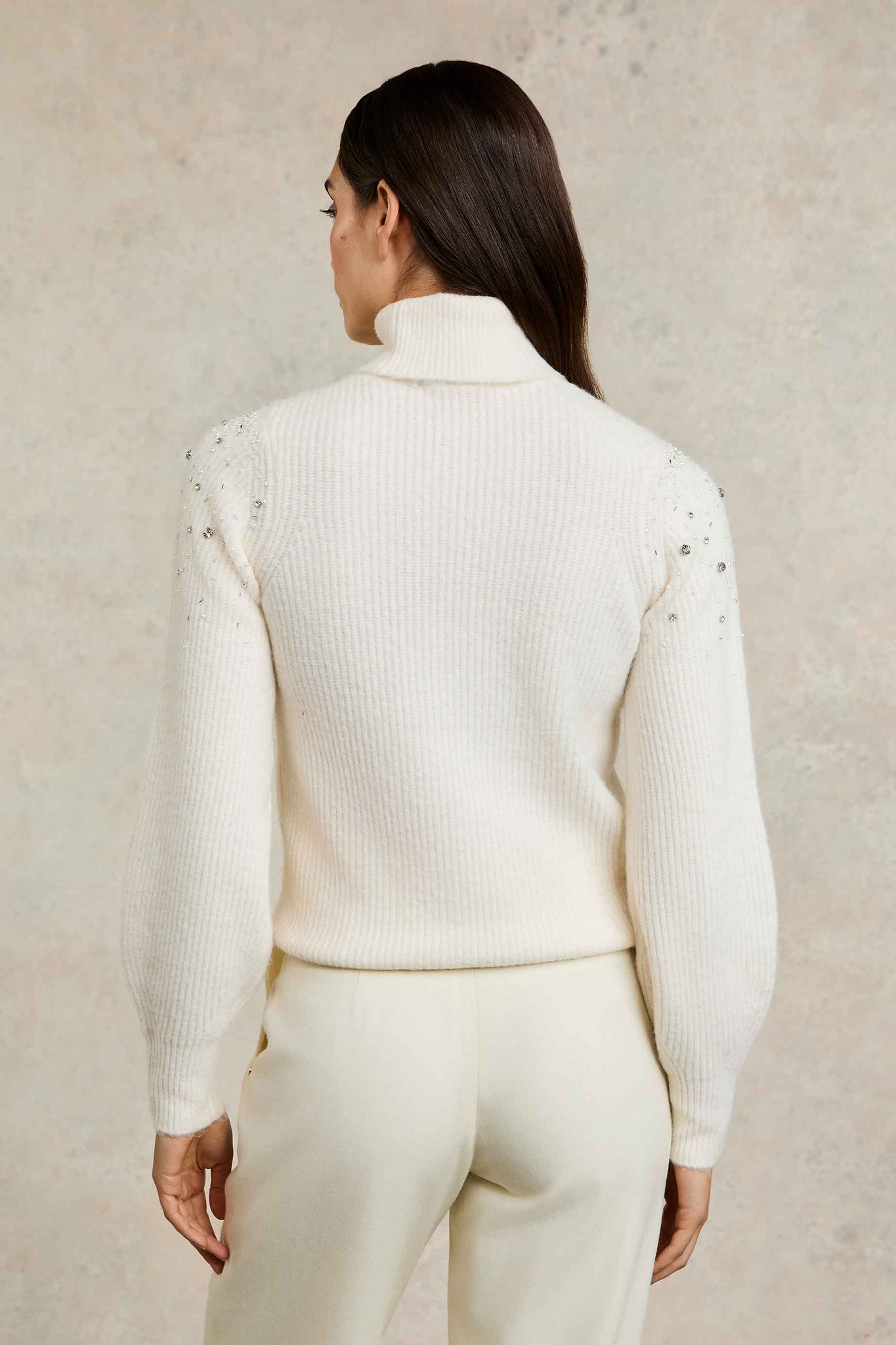 Kelsie Rib Embellished Roll Neck (Natural)